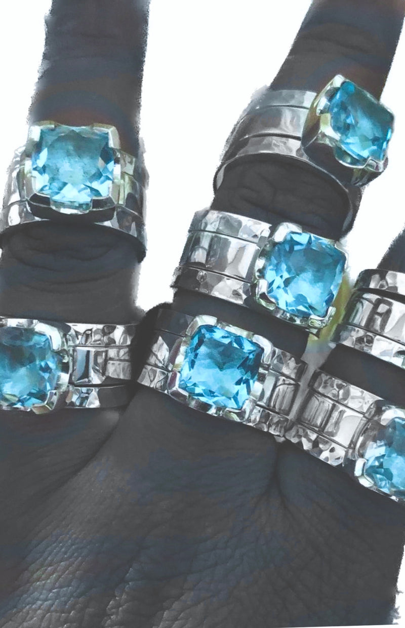 Trio Ring Swiss Blue Topaz FREE SHIPPING